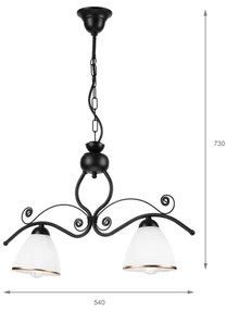 Csillár láncon RETRO 2xE27/60W/230V matt fekete