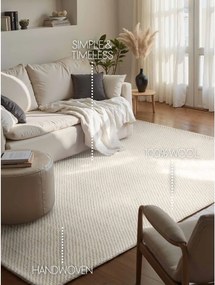 Krémszínű kézi szövésű gyapjú szőnyeg 200x290 cm Lyon Beans – Elle Decoration