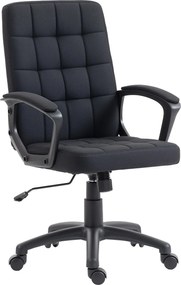 Vinsetto középmagas forgós irodai szék – szintetikus len kárpit, magasságállítás, dönthető, kartámaszok, görgők – fekete | Aosom