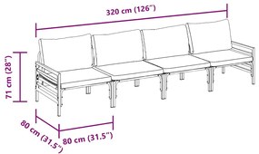 Kerti Kanapé Szett 4 pcs Antracit Acél
