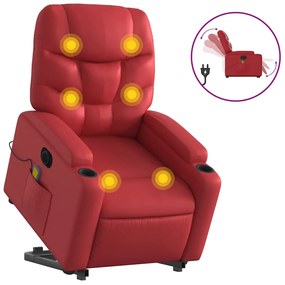 elektromos bordó műbőr felállást segítő dönthető masszázsfotel