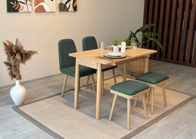 Étkezőgarnitúra(Kihúzható asztal, szék) (5 db) Vina Mini 02 1070 - Tölgy, Zöld