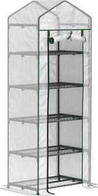 Outsunny Üvegház Rolós Ajtóval, Polcokkal, Téliálló Acél Kerettel, Üvegház Erkélyre, Kertbe, Paradicsom Háznak 69 x 49 x 193 cm, Paradicsom Üvegház Pa