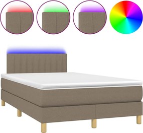 vidaXL tópszínű szövet rugós és LED-es ágy matraccal 120 x 200 cm