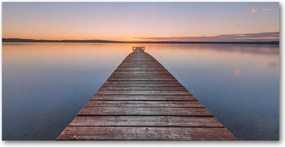 Fotó kép edzett üveg Fa móló 140x70