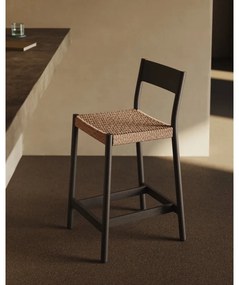 Fekete-natúr színű tölgyfa bárszék (ülésmagasság 65 cm) Yalia – Kave Home