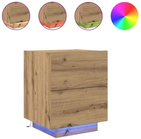 Éjjeli szekrények LED világítással 2 db Kézműves tölgy 45x40x55 cm