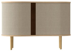 Bézs-natúr színű alacsony komód tölgyfa dekorral, tolóajtóval 100x67 cm Audacious – UMAGE