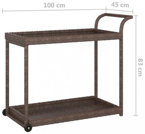 barna polyrattan bárkocsi 100 x 45 x 83 cm