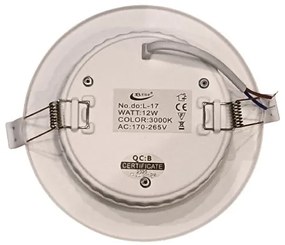Led Süllyesztett/Beépíthető Panel 14,5 Cm Átmérő , beépített tápegységgel, 12W Kör Alakú 3000K Meleg Természetes Fehér