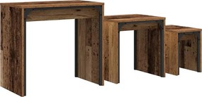 vidaXL Dohányzóasztal 3 pcs Öreg fa Faanyag