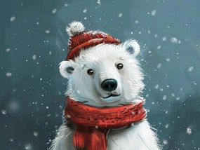 Vászonkép Canvas Mackó Sál Sapka Tél 80x60