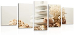 5 részes kép Zen kövek és kagylók
