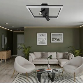 LED mennyezeti lámpatest 38W/230V + 2x GU10/30W, fekete