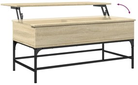 sonoma tölgy szerelt fa és fém dohányzóasztal 100x50x45 cm