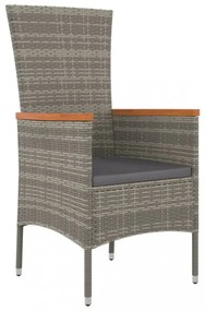 vidaXL 7 részes szürke polyrattan kerti étkezőgarnitúra párnával