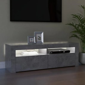 betonszürke TV-szekrény LED-világítással 120 x 35 x 40 cm