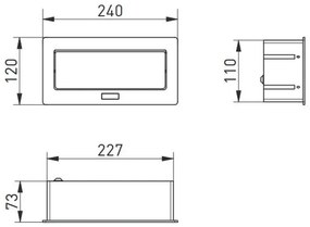 Konnektor, pultba süllyeszthető, fekvő, SOFT, 3x dugalj, 1,5fm kábellel, fehér