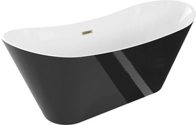 Luxury Celia szabadon álló fürdökád akril  170 x 75 cm, fehér/fekete,  leeresztö arany - 52331707575-G Térben álló kád