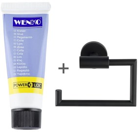 Matt fekete öntapadós rozsdamentes acél WC-papír tartó Bosio – Wenko