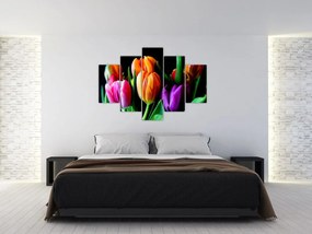 Tulipánok képe fekete alapon (150x105 cm)