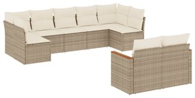 9 részes bézs polyrattan kerti ülőgarnitúra párnákkal