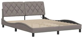 tópszínű szövet ágykeret LED-ekkel matrac nélkül 160 x 200 cm