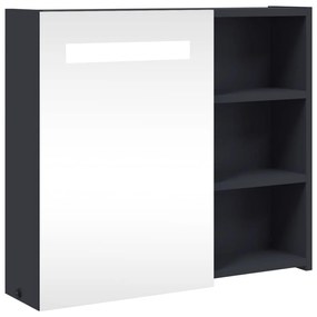 szürke tükrös fürdőszobaszekrény LED-del 60 x 13 x 52 cm