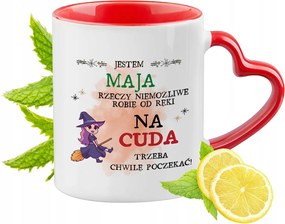 Mai Piros Bögre Szív Alakú Füllel Ajándék Nyomtatott