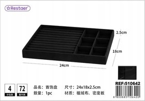 Ékszertartó Fekete 24x18x2.5cm Kiváló minőség