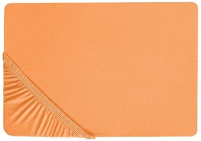 Narancssárga pamut gumis lepedő 160 x 200 cm JANBU Beliani