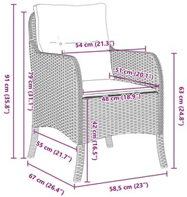 5 darabos kerti étkező készlet párnákkal Bézs poli rattan