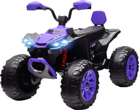 AIYAPLAY Elektromos gyermek quad, 24 V-os elektromos jármű 4 kerékkel, fényszórókkal, USB porttal, MP3, lila