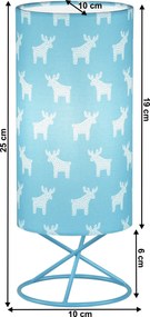 Asztali lámpa, fém/kék textil lámpaernyő, AVAM