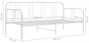 fehér fém kanapéágy-keret 90 x 200 cm