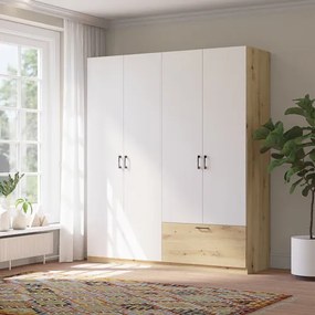 Gardróbszekrény Tölgy/Matt Fehér Színben. 180 cm. ALTA