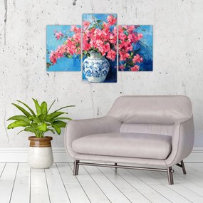 Kép - Váza rózsaszín virágokkal (90x60 cm)