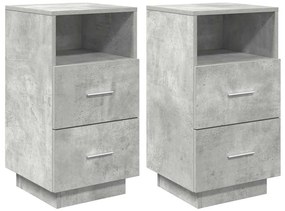 2 db betonszürke éjjeliszekrény 2 fiókkal 36x36x68 cm