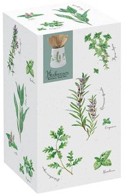 Fűszernövény mintás Porcelán fakanáltartó bambuszkanállal Herbarium