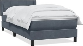 vidaXL sötétszürke bársony rugós ágy matraccal 90x220 cm