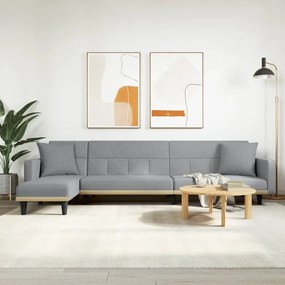 világosszürke L-alakú szövet kanapéágy 275x140x70 cm
