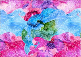 Kép - Színes hullámok (üvegen) (70x50 cm)