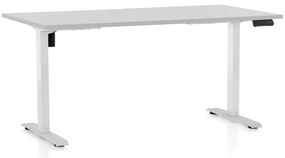 Állítható magasságú asztal OfficeTech B, 160 x 80 cm, fehér alap, világos szürke