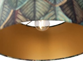 Függőlámpa fekete, levélmintás búrával és arany belsővel 35 cm - Cava