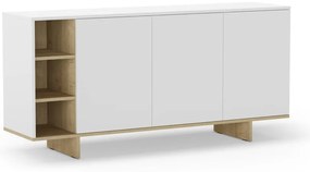 Fehér alacsony komód tölgyfa dekorral 170x80 cm Cequoia – Marckeric