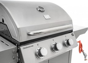 OKLAHOMA BBQ gázgrill, 3 égővel, nyomáscsökkentő szeleppel, ezüst Penta CZ