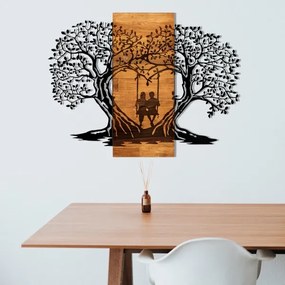 Fali dekoráció 76x58 cm fa/fém fák mintával