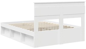 vidaXL Ágykeret matracmal fejtámlával Fehér 150 x 200 cm Tömör fenyőfa