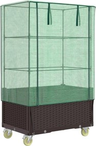 vidaXL rattan megjelenésű magaságyás borítással/kerékkel 80x50x182 cm