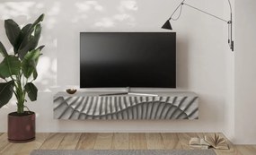 SNAKE TV állvány/fali szekrény, egy felnyíló ajtóval, betonhatású laminált tettel és szürke, díszített mintázatú előlapokkal